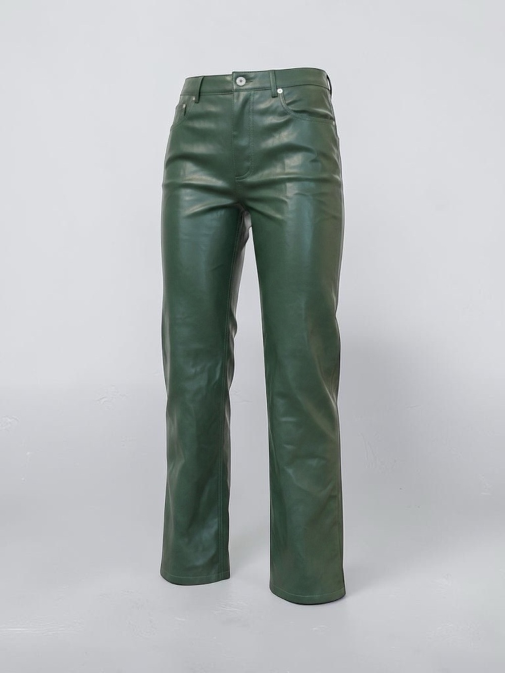 Urban Outfitters Dark Green Faux Leather Straight Leg Pants